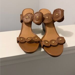 Jack Rogers Tan Leather Wedges